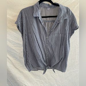 Old Navy Striped Button Down Tie Shirt